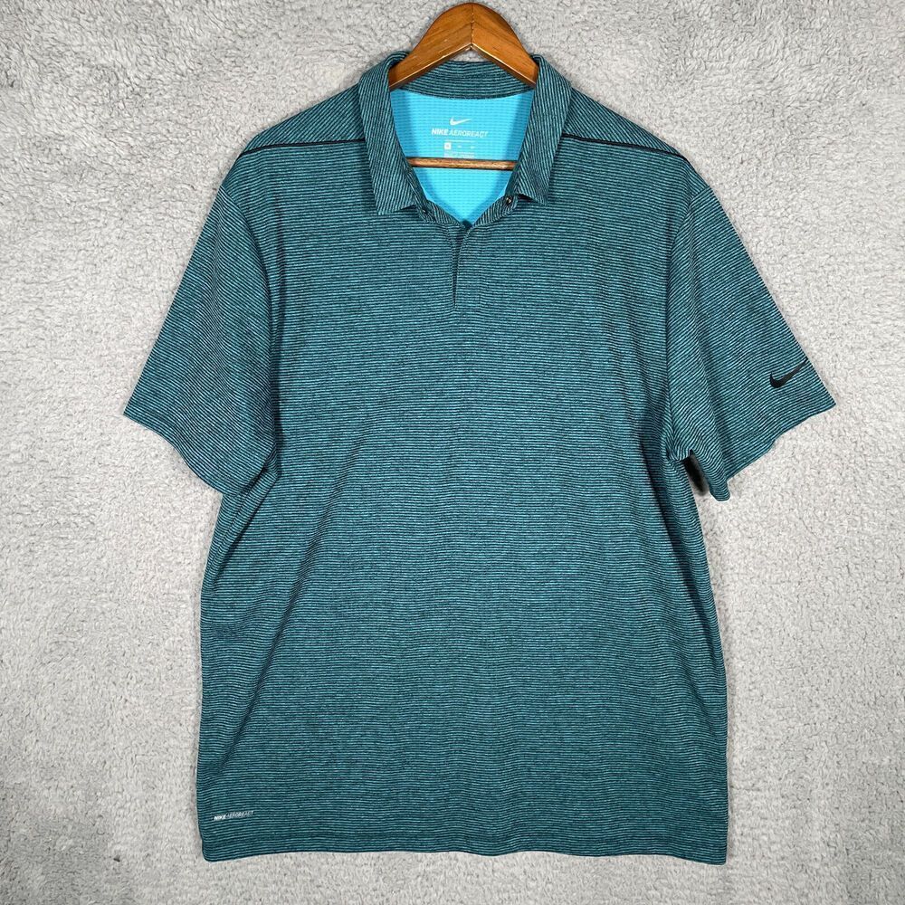 Mens Nike Aeroreact Golf Polo Shirt Top AA3162 486 Size XL Striped